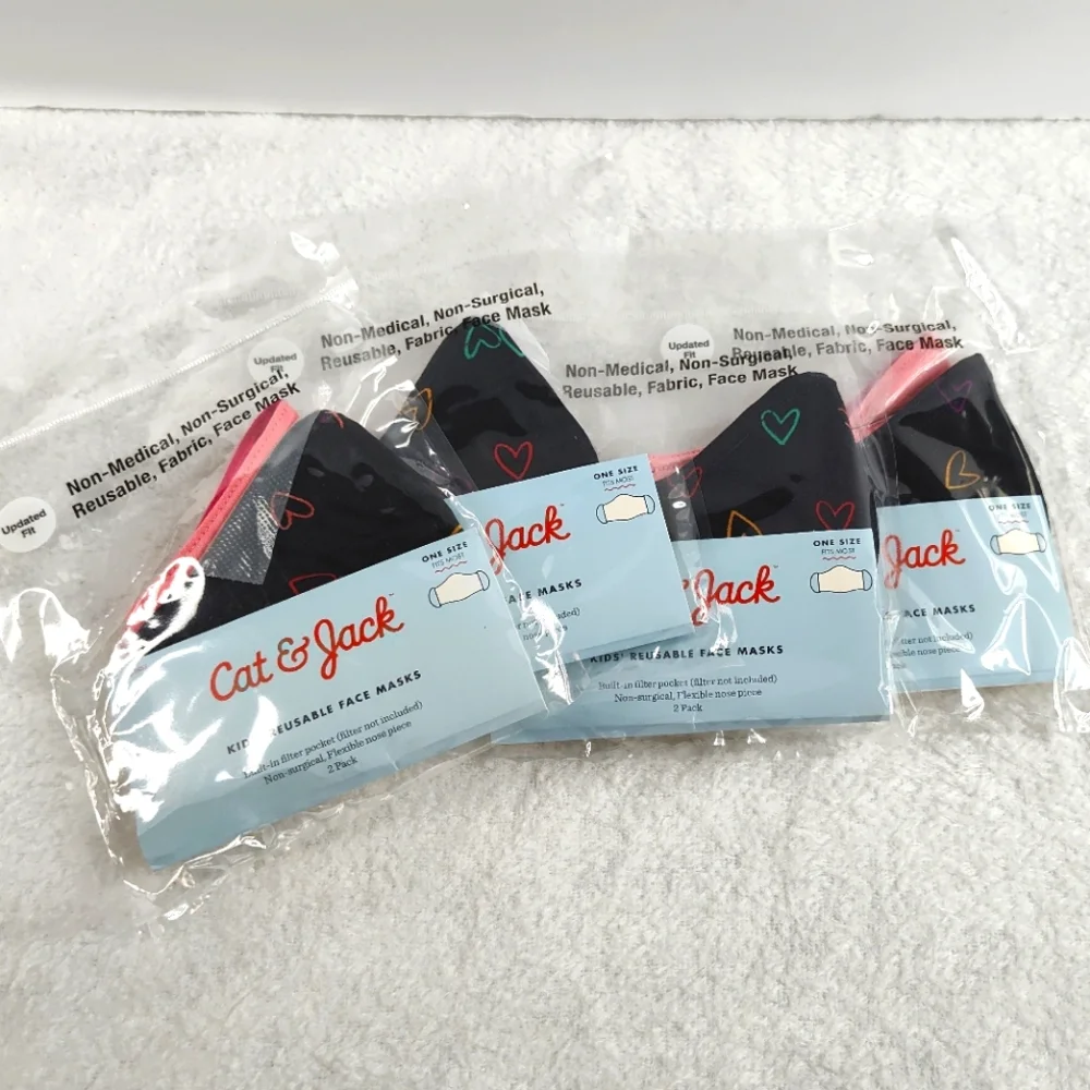 Cat & Jack Reusable Face Masks - Black and Pink 4 Packs